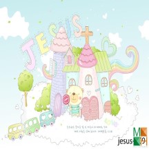 Tranh dán tường Hàn Quốc 3d cho bé cực đẹp tại Hà Nội Jesus_009